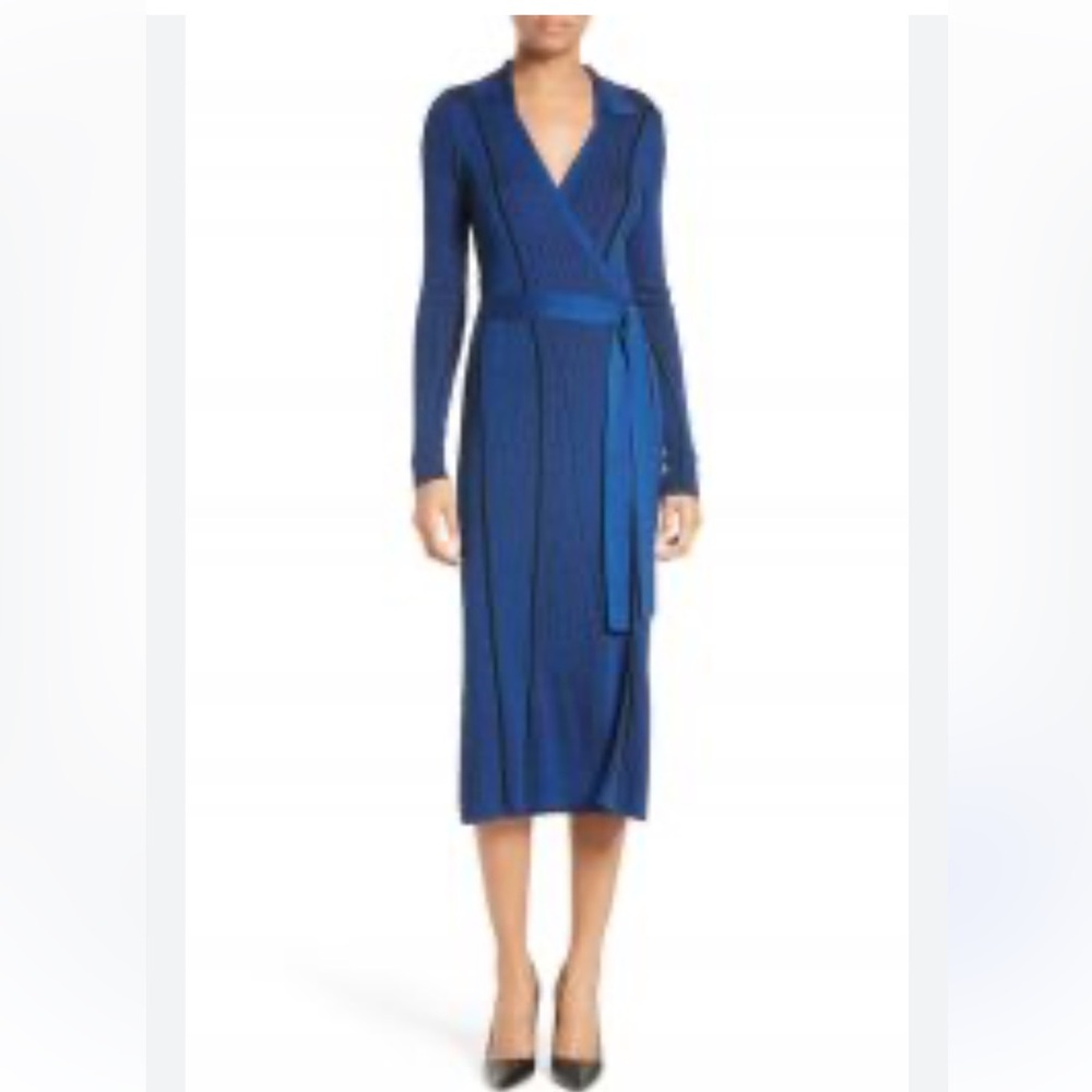 Diane Von Furstenberg Wool and Silk Blend Wrap Dress Size XS